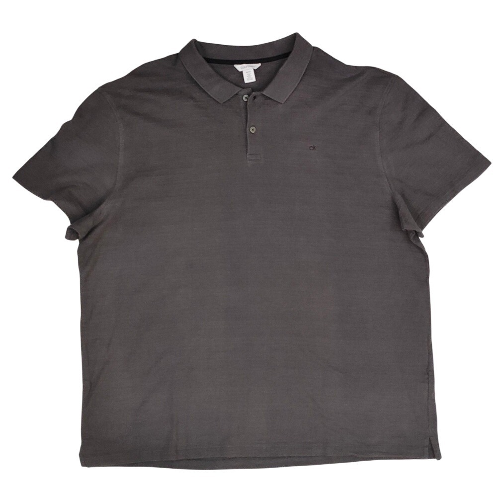 Calvin Klein Gray Embroidered Logo 1/4‎ Button Short Sleeve Polo Men's Size 2XL